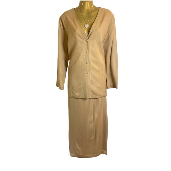 Eileen Fisher Tan Silk Maxi Skirt and Jacket Set - Picture 10 of 16